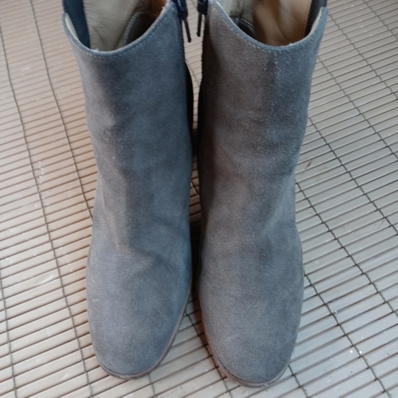 Napoleoni Italy Brown Suede Leather Zip 3" High stacked block Heel Ankle Boots W - Picture 3 of 11